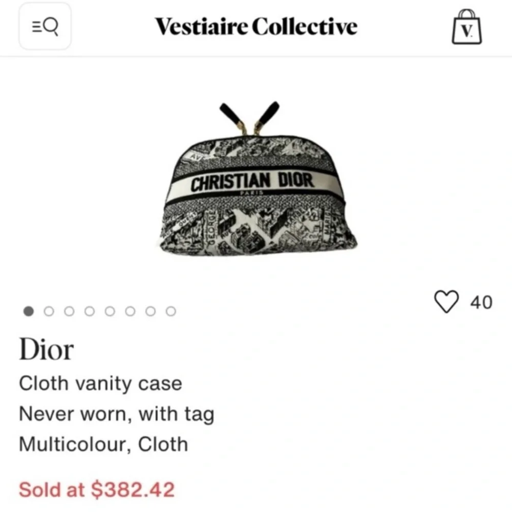 NWT Christian Dior Made in Italy Black White Plan de Paris Pouch Makeup Bag - Picture 15 of 16